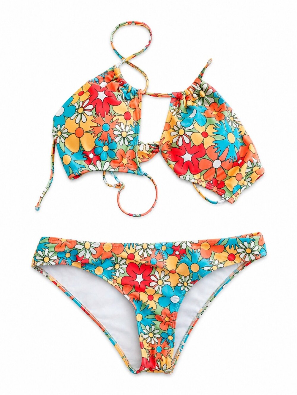 Women's Floral  Bikini Top and  Bottoms - Multicolor Floral